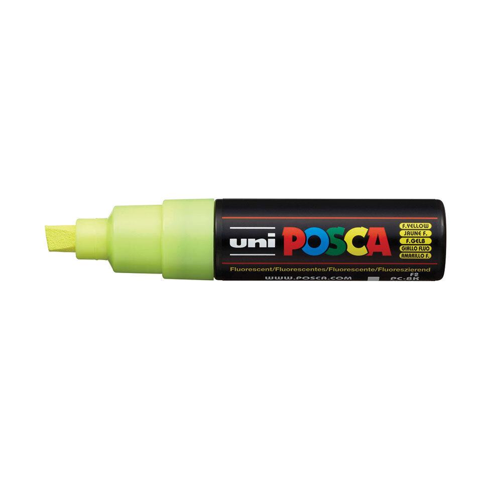 Žymeklis UNI Posca PC-8K, kirstu galu, 8 mm, fluorescencinė geltona kaina ir informacija | Rašymo priemonės | pigu.lt