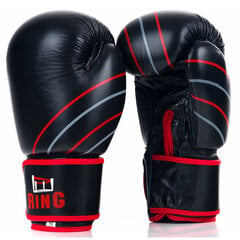 Боксерские перчатки Ring Profi (RR-10) 10 oz, черные цена и информация | Боевые искусства | pigu.lt