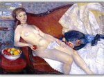 Reprodukcija Nuoga Moteris su Obuoliu, William James Glackens