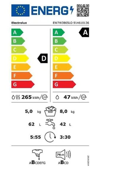 Electrolux EW7W3865LO kaina ir informacija | Skalbimo mašinos | pigu.lt