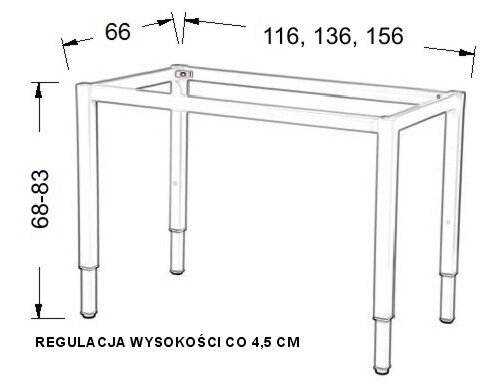 Reguliuojamas stalo rėmas Stema Meble NY-A057/K - 136x66 cm, sidabrinis цена и информация | Kiti priedai baldams | pigu.lt