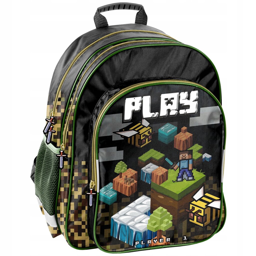 Mokyklinė kuprinė Minecraft, žalia/juoda kaina ir informacija | Kuprinės mokyklai, sportiniai maišeliai | pigu.lt