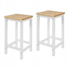 2-jų baro kėdžių komplektas Sobuy FST29-WN, ruda/balta kaina ir informacija | Virtuvės ir valgomojo kėdės | pigu.lt