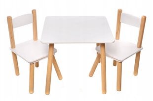 Vaikiškas staliukas su kėdutėmis, baltas/rudas kaina ir informacija | Vaikiškos kėdutės ir staliukai | pigu.lt