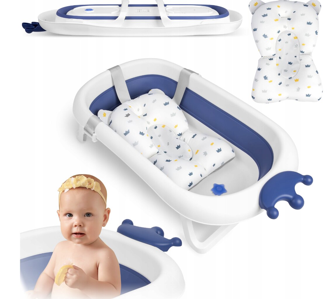 Sulankstoma kūdikio vonelė su termometru ir pagalvėle RicoKids kaina ir informacija | Maudynių priemonės | pigu.lt