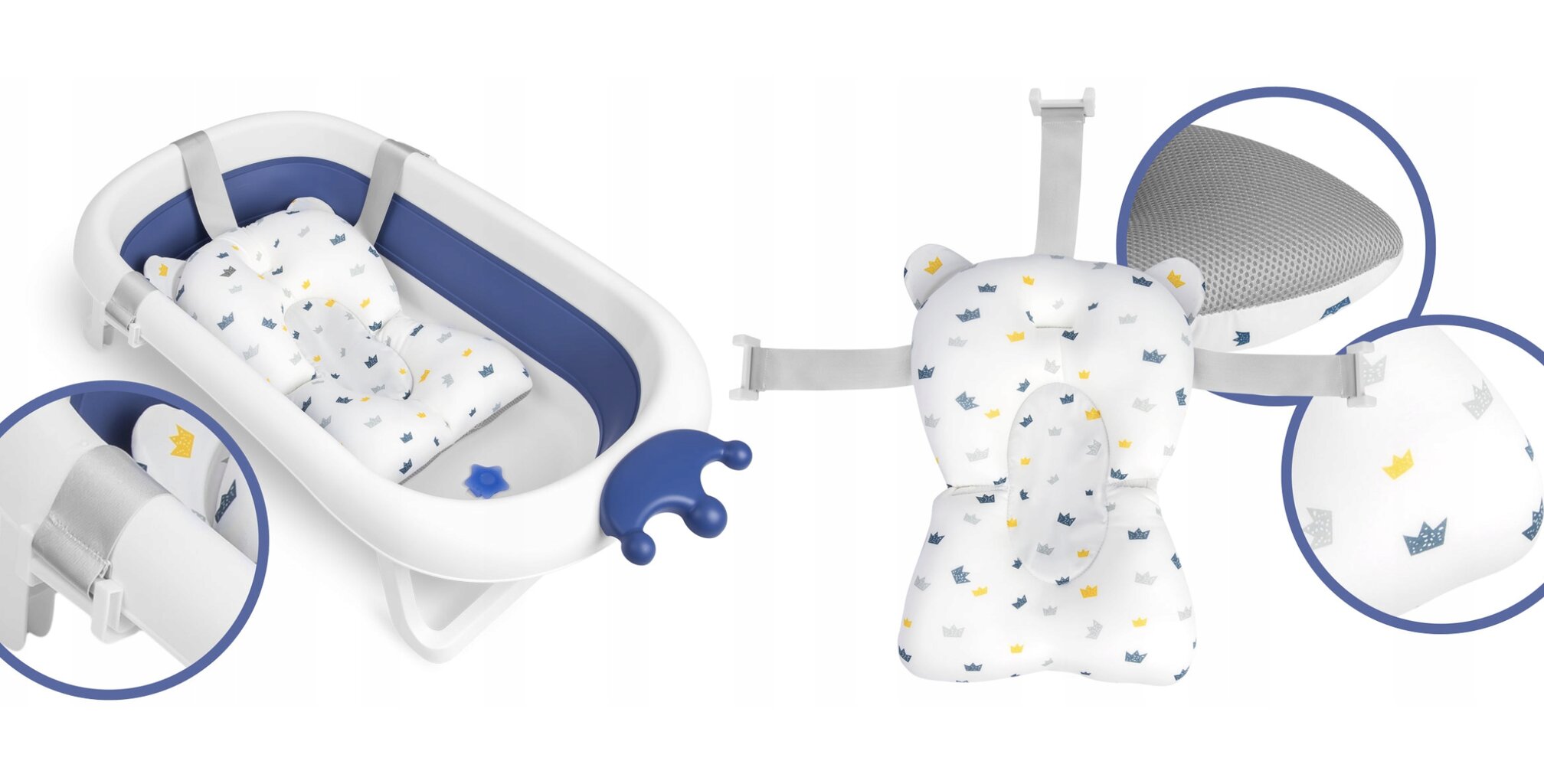 Sulankstoma kūdikio vonelė su termometru ir pagalvėle RicoKids kaina ir informacija | Maudynių priemonės | pigu.lt
