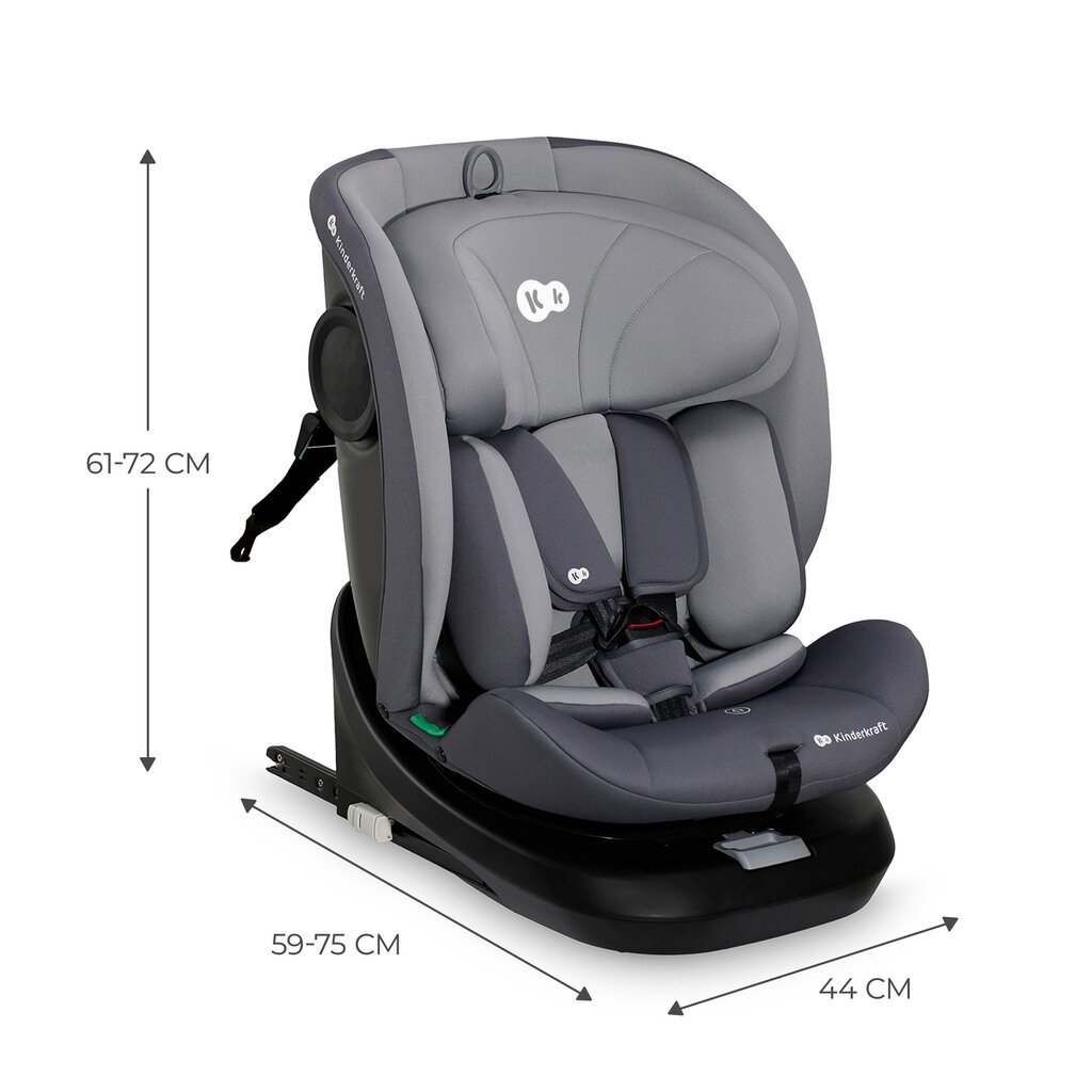 Automobilinė kėdutė Kinderkraft I-Grow i-Size, 0-36 kg, grey kaina ir informacija | Autokėdutės | pigu.lt