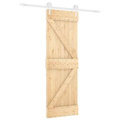 vidaXL Stumdomos durys su įrangos rinkiniu, 70x210cm, pušies masyvas цена и информация | Двери со стеклом LIRA, дуб сицилия, ЭКО шпон | pigu.lt