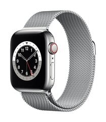 Prekė su pažeidimu. Išmanusis laikrodis Apple Watch Series 6 (GPS + Cellular LT, 40mm) Silver Stainless Steel Case with Silver Milanese Loop kaina ir informacija | Prekės su pažeidimu | pigu.lt