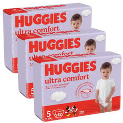 Sauskelnės Huggies Ultra Comfort, 5(11-25kg), 126 vnt. цена и информация | Подгузники | pigu.lt