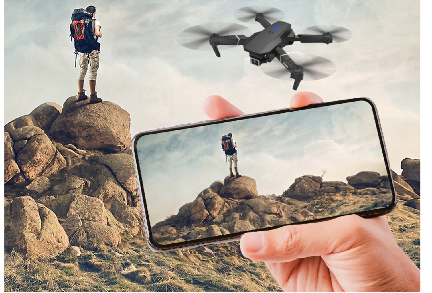 Дроны DRONE E95 PRO 2 КАМЕРЫ WIFI HD + 4 других продукта цена | pigu.lt