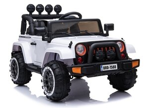 Vienvietis vaikiškas elektromobilis Jeep 4x4 BRD-7588, baltas kaina ir informacija | Elektromobiliai vaikams | pigu.lt
