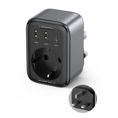 Wall charger 30W (2xUSB|USB C|AC) | adapter EU - UK 13A Ugreen CD314 - black цена и информация | Зарядные устройства для телефонов | pigu.lt