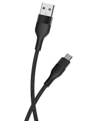 Maxlife MXUC-07 cable USB - microUSB 1,0 m 2,4A black nylon цена и информация | Кабели и провода | pigu.lt