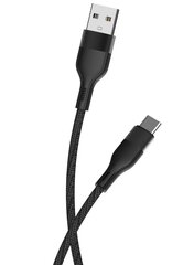 Maxlife MXUC-07 cable USB - USB-C 1,0 m 3A black nylon цена и информация | Кабели и провода | pigu.lt