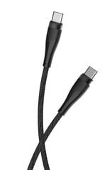 Maxlife MXUC-08 cable USB-C - USB-C 1,0 m 60W black nylon цена и информация | Кабели и провода | pigu.lt