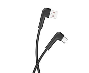 Maxlife MXUC-09 angle cable USB - USB-C 1,0 m 3A black цена и информация | Кабели и провода | pigu.lt