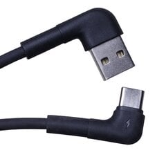 Maxlife MXUC-09 angle cable USB - USB-C 1,0 m 3A black цена и информация | Кабели и провода | pigu.lt