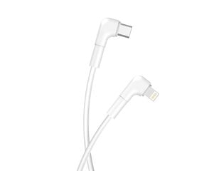 Maxlife MXUC-09 angle cable USB-C - Lightning 1,0 m 27W white цена и информация | Кабели и провода | pigu.lt