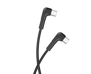 Maxlife MXUC-09 angle cable USB-C - USB-C 1,0 m 60W black цена и информация | Кабели и провода | pigu.lt