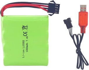 Аккумулятор 7.4V 1000mAh SM-4P с USB-кабелем для зарядки для модели DE36W DE65 NO.1809 RC автомобиля игрушки для подъема по скалам цена и информация | Батарейки | pigu.lt