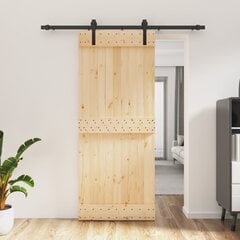 Stumdomos durys su įrangos rinkiniu, 85x210cm, pušies masyvas цена и информация | Межкомнатные двери | pigu.lt