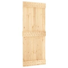 vidaXL Stumdomos durys su įrangos rinkiniu, 85x210cm, pušies masyvas цена и информация | Межкомнатные двери | pigu.lt