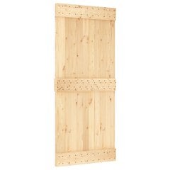 VidaXL stumdomos durys su įrangos rinkiniu, 90x210cm, pušies masyvas kaina ir informacija | Vidaus durys | pigu.lt