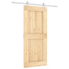 vidaXL Stumdomos durys su įrangos rinkiniu, 90x210cm, pušies masyvas цена и информация | Двери со стеклом LIRA, дуб сицилия, ЭКО шпон | pigu.lt