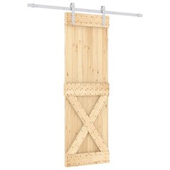 Stumdomos durys su įrangos rinkiniu, VidaXl, 70x210cm, pušies masyvas Ruda цена и информация | Межкомнатные двери | pigu.lt