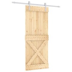 vidaXL Stumdomos durys su įrangos rinkiniu, 85x210cm, pušies masyvas цена и информация | Двери со стеклом LIRA, дуб сицилия, ЭКО шпон | pigu.lt