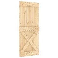 vidaXL Stumdomos durys su įrangos rinkiniu, 85x210cm, pušies masyvas цена и информация | Межкомнатные двери | pigu.lt