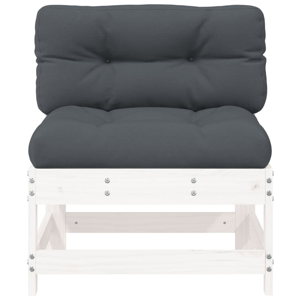 Vidurinė sofos dalis su pagalvėlėmis vidaXL, balta kaina ir informacija | Lauko kėdės, foteliai, pufai | pigu.lt