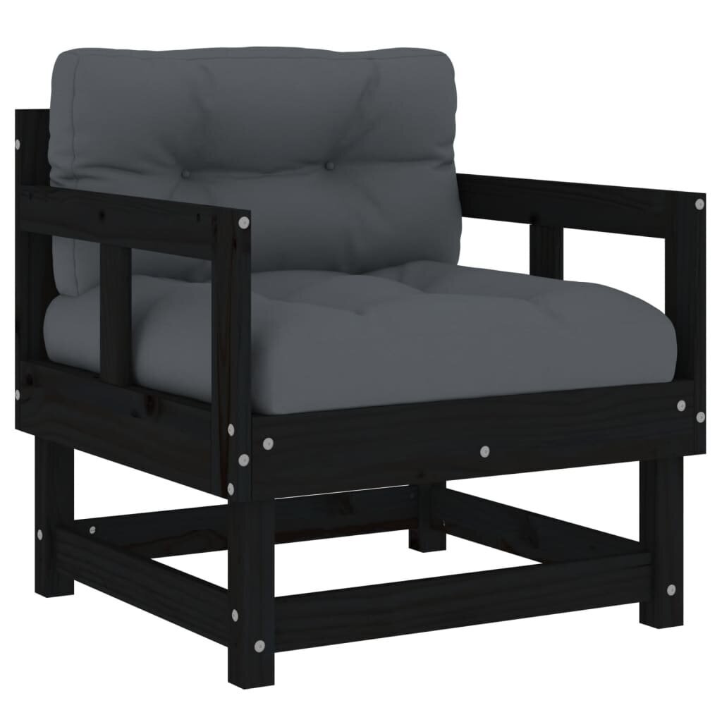 2-ių dalių sodo kėdės su pagalvėmis komplektas, juodas цена и информация | Lauko kėdės, foteliai, pufai | pigu.lt