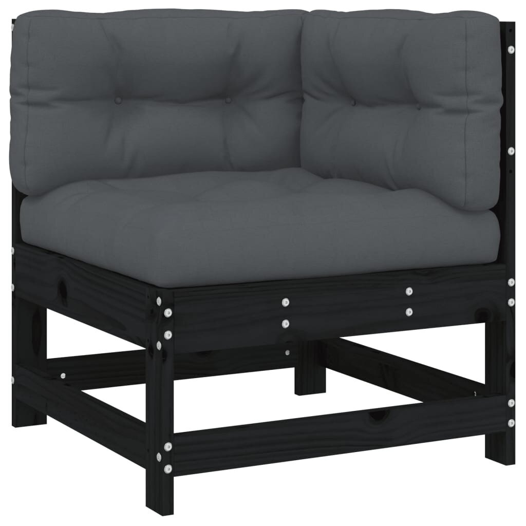 Lauko sofos dalis vidaXL, juoda kaina ir informacija | Lauko kėdės, foteliai, pufai | pigu.lt