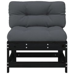Vidurinė sofos dalis su pagalvėlėmis vidaXL, juoda kaina ir informacija | Lauko kėdės, foteliai, pufai | pigu.lt