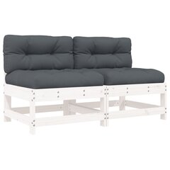 2-ių dalių vidurinių sofos dalių su pagalvėlėmis komplektas vidaXL, baltas kaina ir informacija | Lauko kėdės, foteliai, pufai | pigu.lt