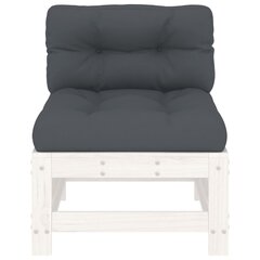 Vidurinė sofos dalis su pagalvėlėmis vidaXL, balta kaina ir informacija | Lauko kėdės, foteliai, pufai | pigu.lt