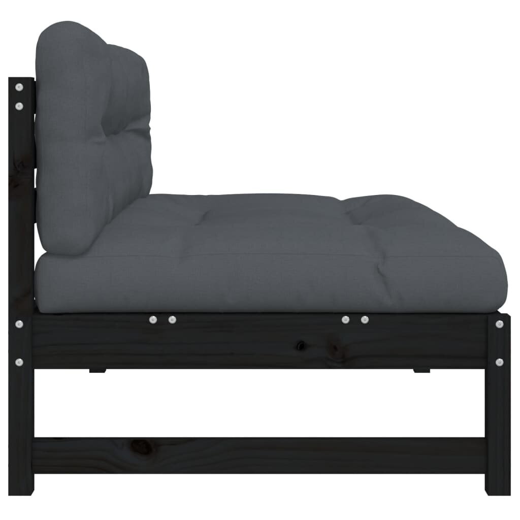 Vidurinė sofos dalis vidaXL, juoda kaina ir informacija | Lauko kėdės, foteliai, pufai | pigu.lt