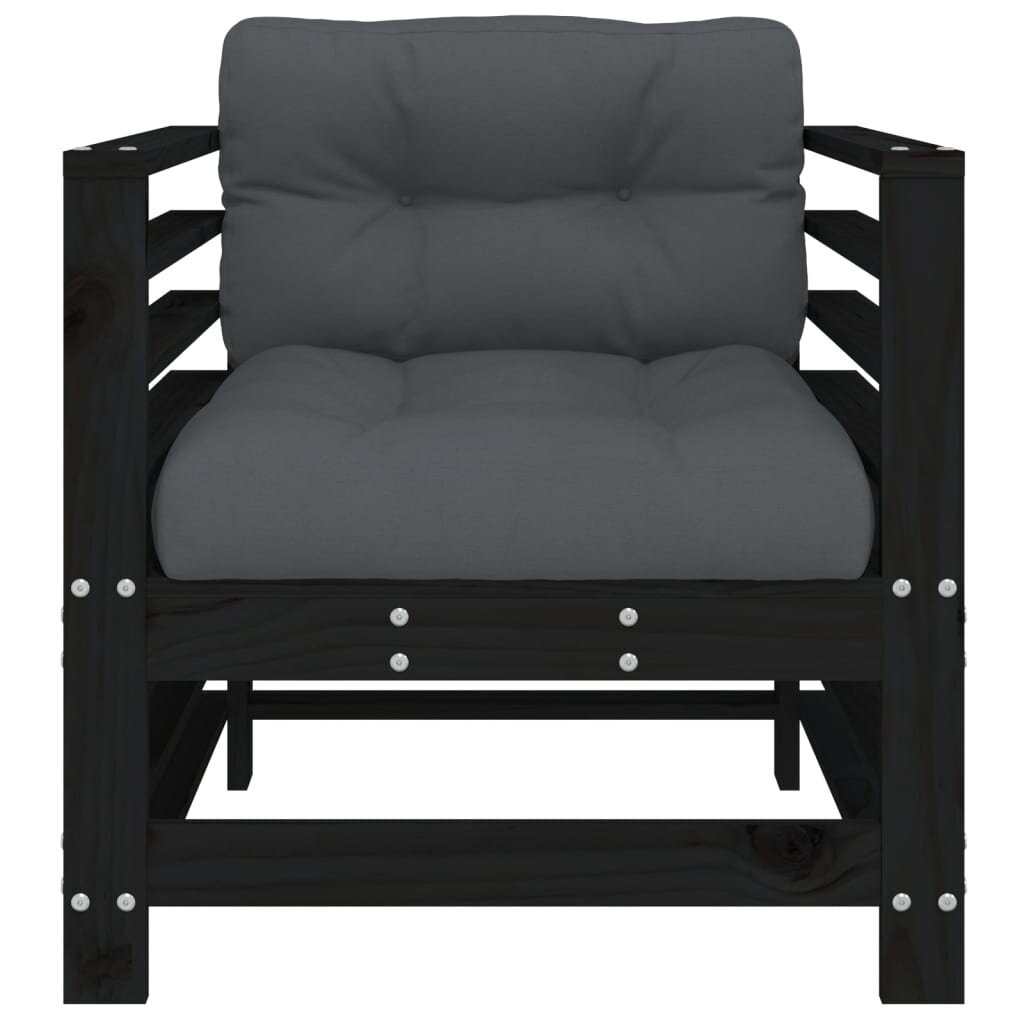 2-ių dalių sodo kėdės su pagalvėmis komplektas, juodas kaina ir informacija | Lauko kėdės, foteliai, pufai | pigu.lt