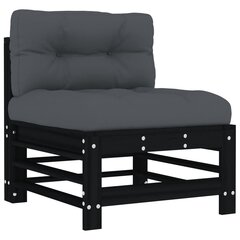 Vidurinė sofos dalis su pagalvėlėmis vidaXL, juoda цена и информация | Садовые стулья, кресла, пуфы | pigu.lt