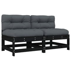 2-ių dalių vidurinių sofos dalių su pagalvėlėmis komplektas vidaXL, juodas kaina ir informacija | Lauko kėdės, foteliai, pufai | pigu.lt