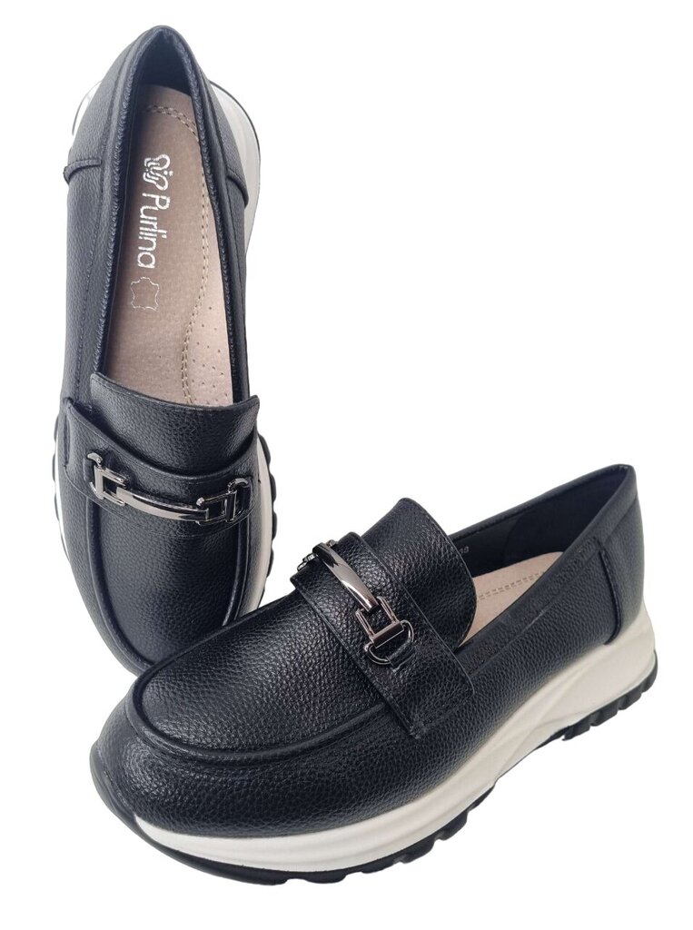 Laisvalaikio batai moterims Purlina, juodi цена и информация | Sportiniai bateliai, kedai moterims | pigu.lt