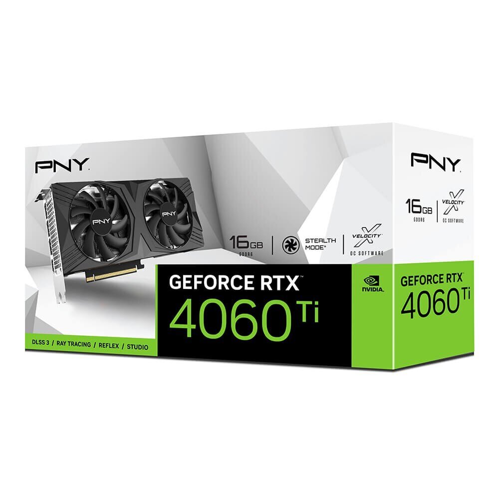 PNY GeForce RTX 4060 Ti OC Verto Dual Fan (VCG4060T16DFXPB1-E) kaina ir informacija | Vaizdo plokštės (GPU) | pigu.lt