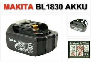 Аккумулятор Makita BL 1830 B, 18В цена и информация | Шуруповерты, дрели | pigu.lt