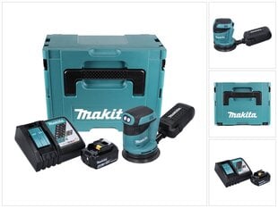 Аккумуляторная эксцентриковая шлифовальная машинка Makita DBO 180 RM1J, 18 В, вместе с аккумулятором и зарядным блоком цена и информация | Шлифовальные машины | pigu.lt