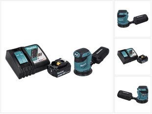 Akumuliatorinis ekscentrinis šlifuoklis Makita DBO 180 RM1, 18 V, su baterija ir įkrovikliu kaina ir informacija | Šlifuokliai | pigu.lt