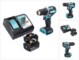 Аккумуляторная ударная дрель Makita DHP 487 RM1, 18 В, с аккумулятором и блоком для зарядки цена и информация | Шуруповерты, дрели | pigu.lt