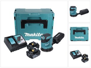 Аккумуляторная эксцентриковая шлифовальная машинка Makita DBO 180 RTJ, 18 В, с аккумулятором и зарядным блоком цена и информация | Шлифовальные машины | pigu.lt