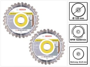 Deimantinių pjovimo diskų rinkinys Bosch 2608603630, 2 vnt. kaina ir informacija | Mechaniniai įrankiai | pigu.lt